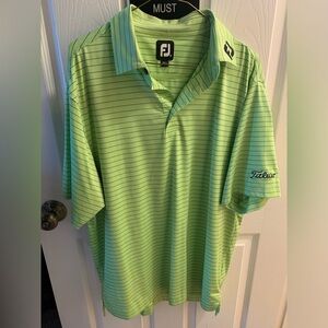 FootJoy Men's Light Green Striped Polo Shirt